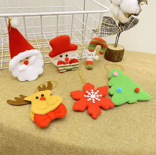 6-Piece Felt Christmas Tree Ornament Set – Cute Snowman & Star Holiday Decorations