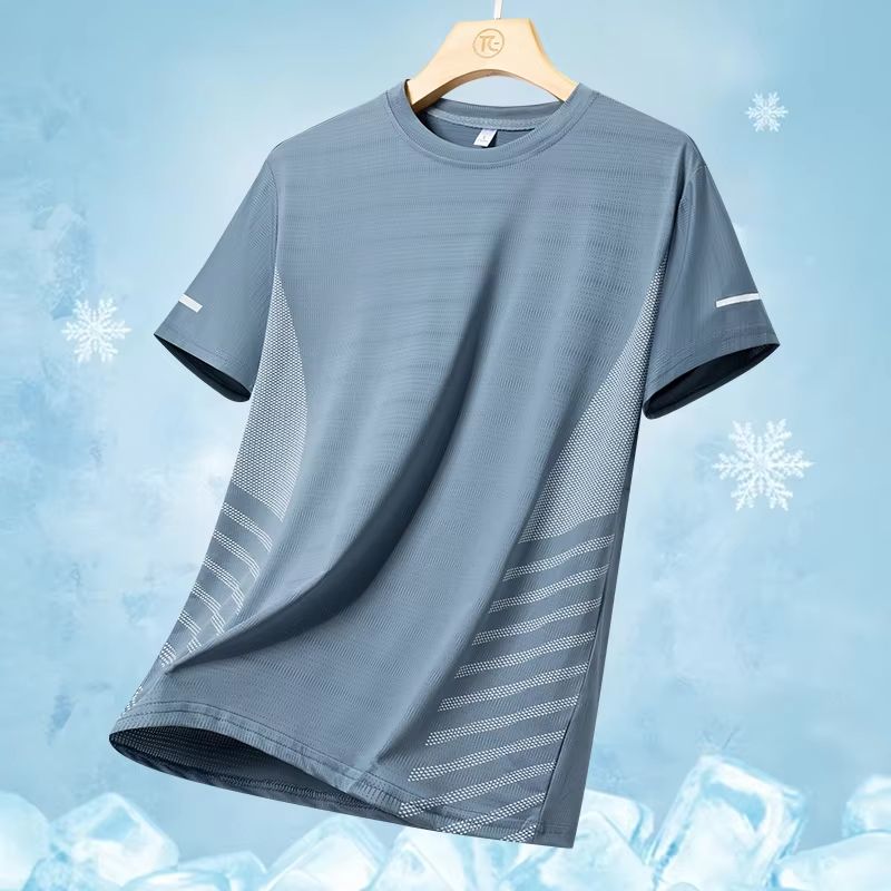 Men's Ice Silk Quick-Dry Reflective Running T-Shirt - Breathable Fitness Top (Up to 5XL)
