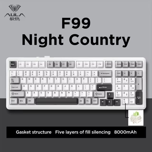 AULA F99 Wireless Mechanical Gaming Keyboard – 99-Key RGB Hot-Swappable with Bluetooth & Wired Modes