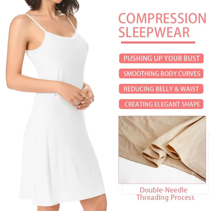 Women's Elegant Solid Sling Dress Compression Slip Sleeveless Backless Sleepwear