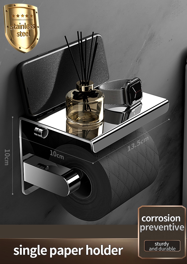 Wall-Mounted Stainless Steel Paper Towel Holder, Kitchen Roll Holder, Toilet Paper Holder, Bathroom Towel Rack