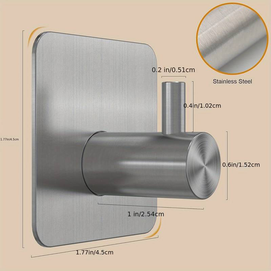 Modern Stainless Steel Adhesive Hook for Bathroom, Kitchen, and Closet Storage Durable and Stylish Organization Solution