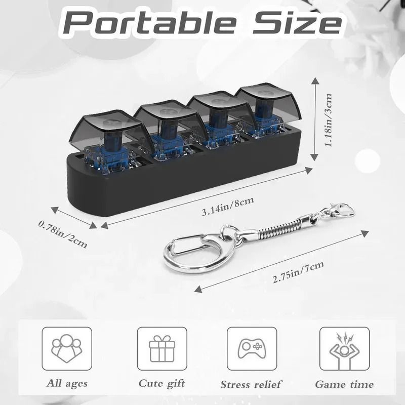 4-Key Mechanical Keyboard Fidget Keychain