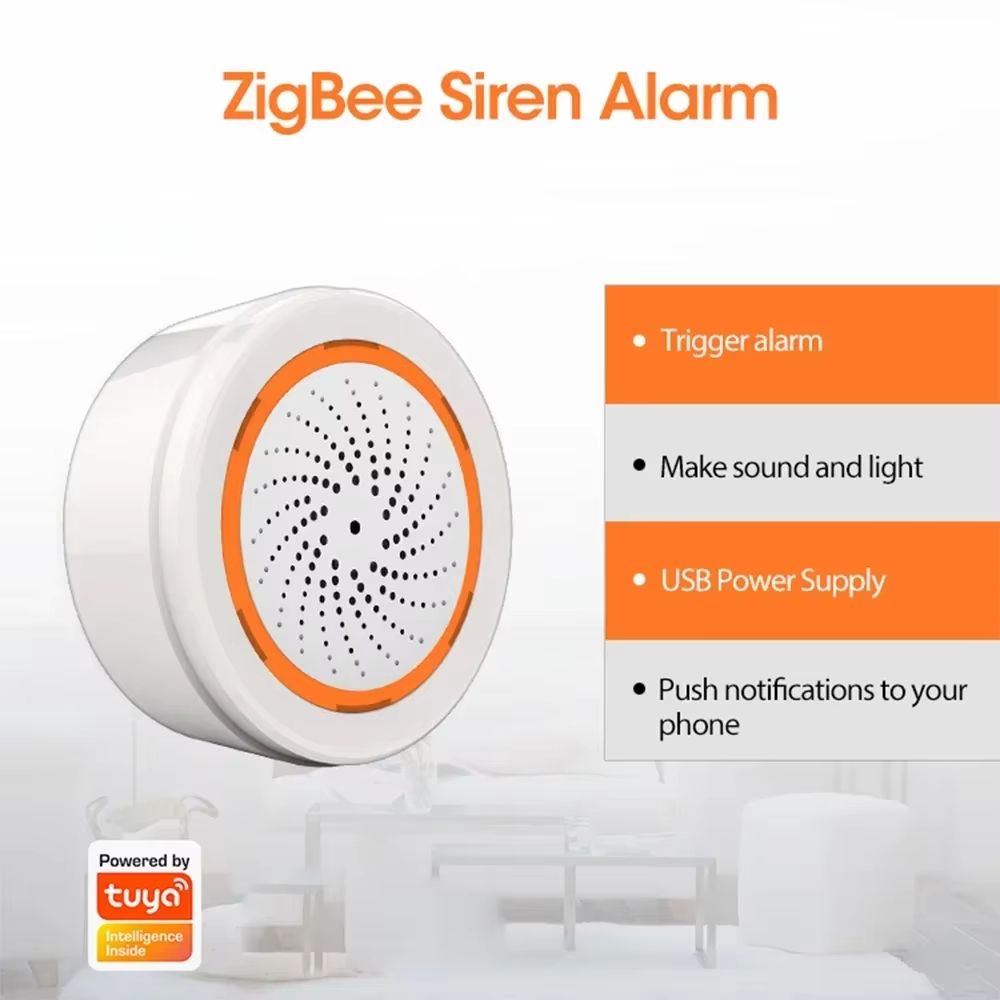 Tuya Zigbee Smart Siren Alarm With 90dB Sound and Light Alert