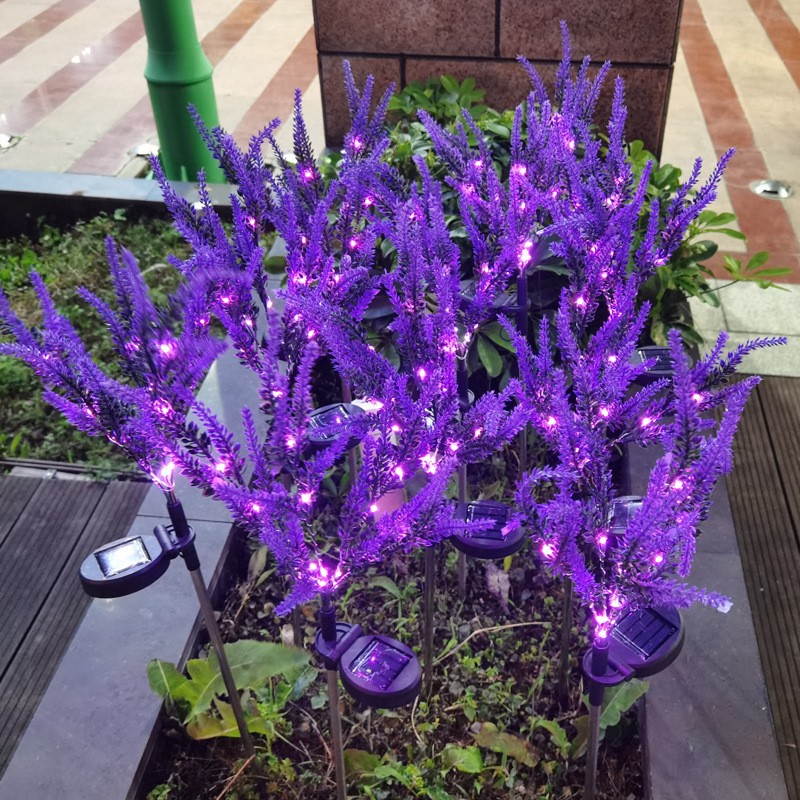 Outdoor Court yard Simulation Light, LED Solar Lavender Light, Square Lawn Ground Insertion, Land scape Flower Light
