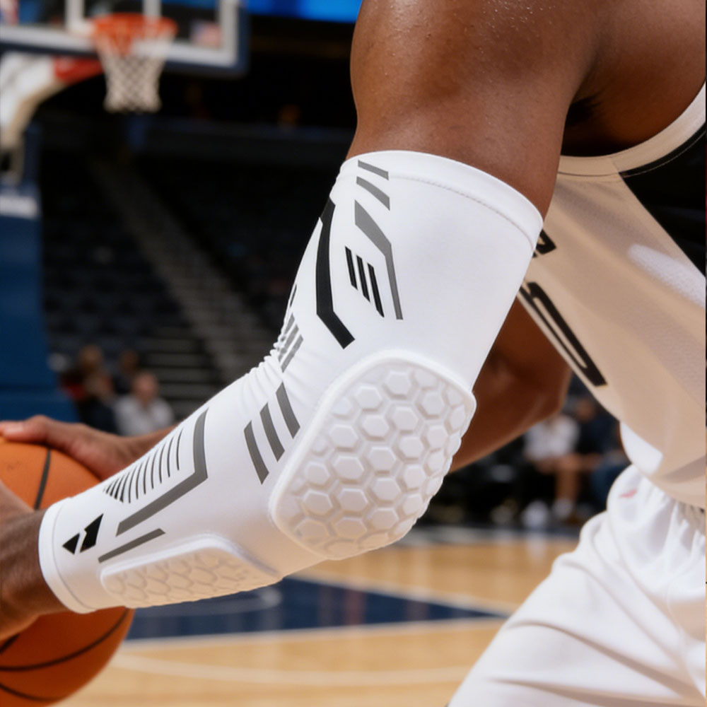 Sports Padded Arm Sleeves Protective Compression Elbow Pad for Basketball, Football, Volleyball & Gym Sports