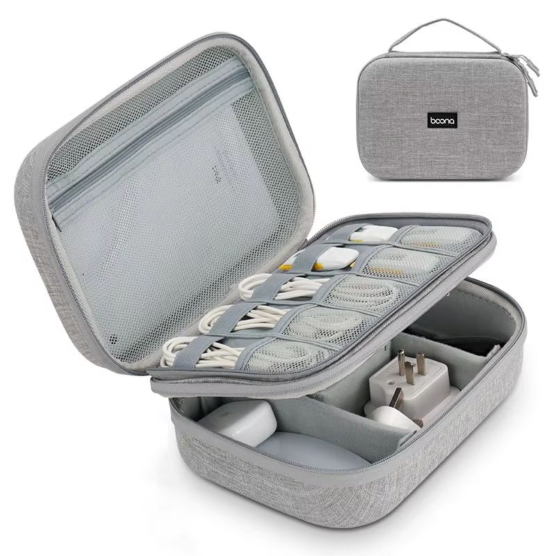 Large Capacity EVA Travel Electronics Organizer Hard Protective Cable Case