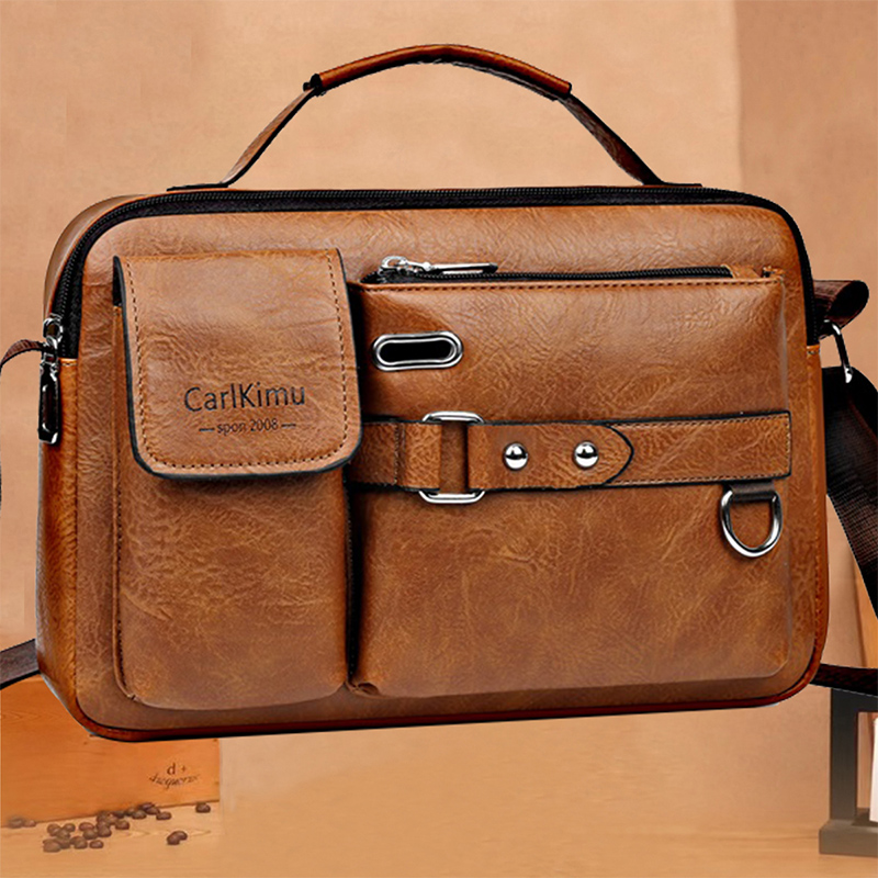 Waterproof Messenger Bag for Men Large Capacity Laptop Briefcase Retro Work Shoulder Bag