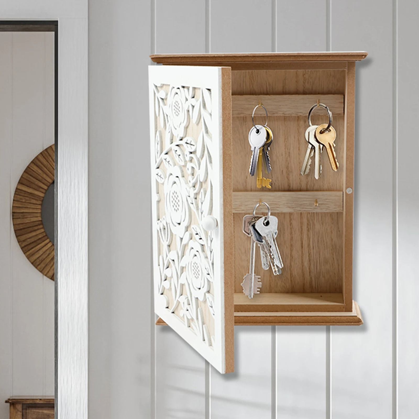 Architectural Timber Entryway Security and Organization Vault