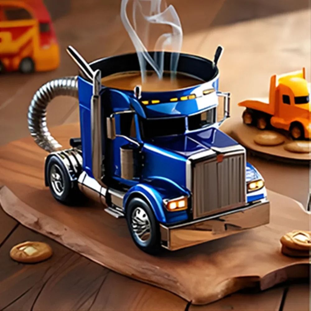 Semi Truck Coffee Mug Handcrafted Novelty Truck Coffee Cup Unique Vehicle Shaped Mug