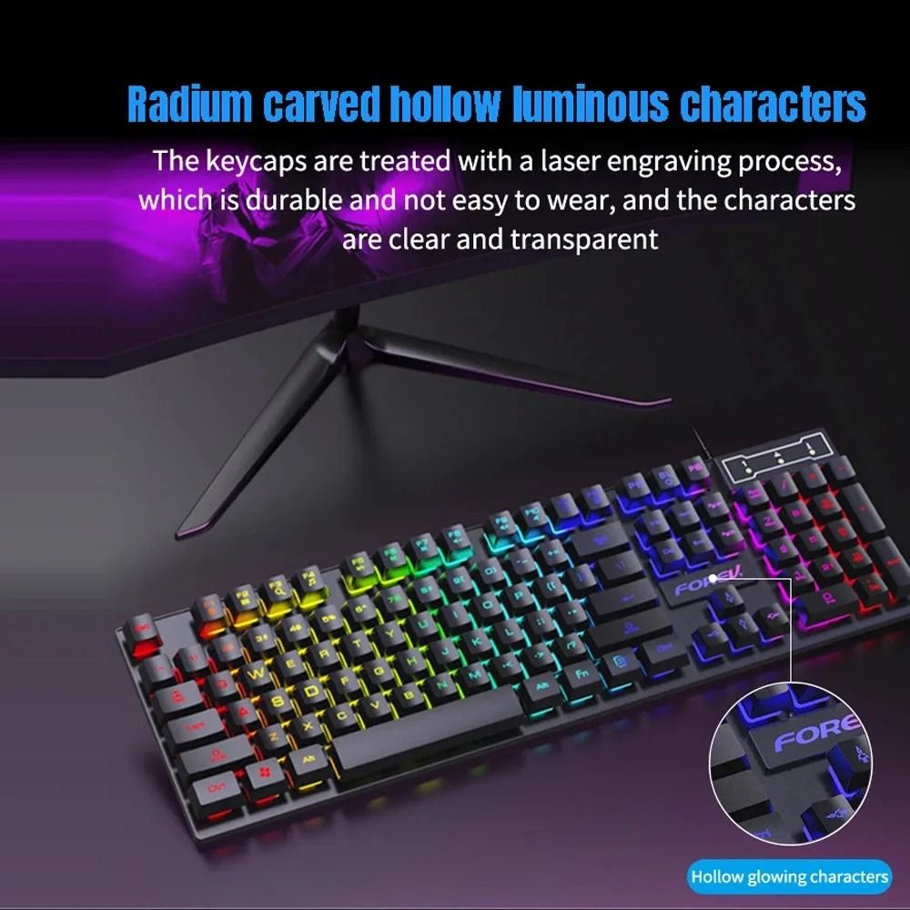 RGB USB Wired 104 Key Mechanical Feel Gaming Keyboard