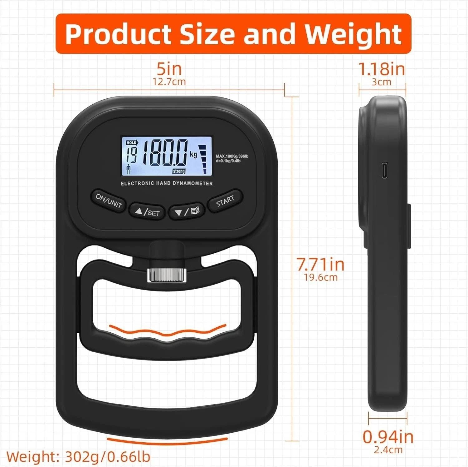 Grip Strength Tester Trainer Dynamometer Handgrip Measurer Meter