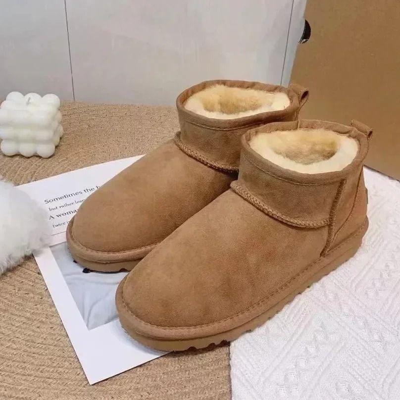 Winter Warm Snow Boots for Women and Men with Sheepskin Wool Lining and Non Slip Short Boot Design