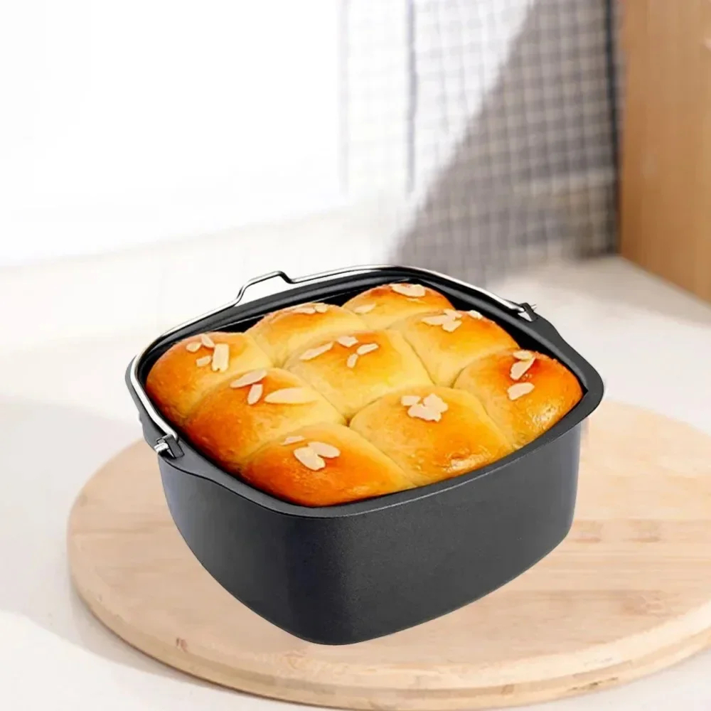 Basket Airfryer for Baking Dish, Non-stick Cake Baking Tray, Pizza Plate Bakeware Pot, Air Fryer Pan Accessories