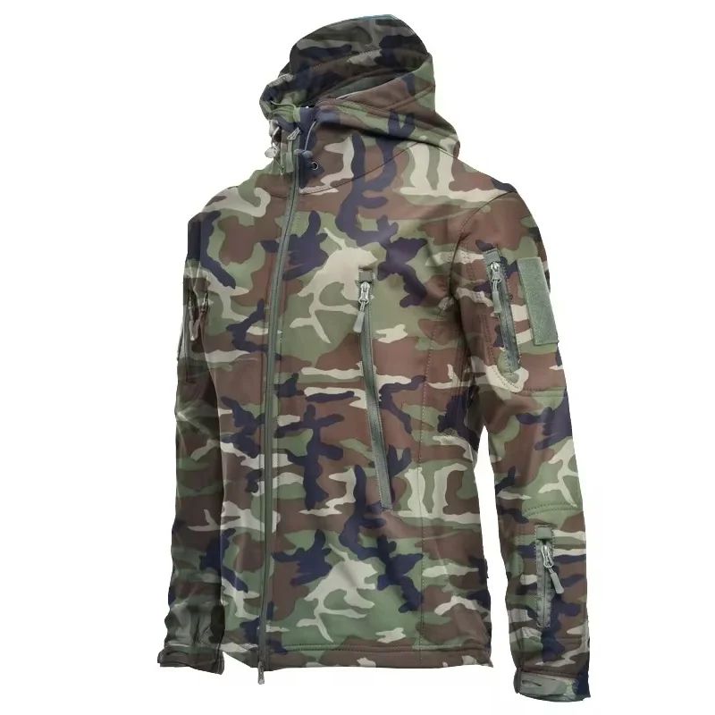 Men's Tactical Shark Skin Soft Shell Jacket – Windproof Waterproof Military Hooded Combat Bomber Coat