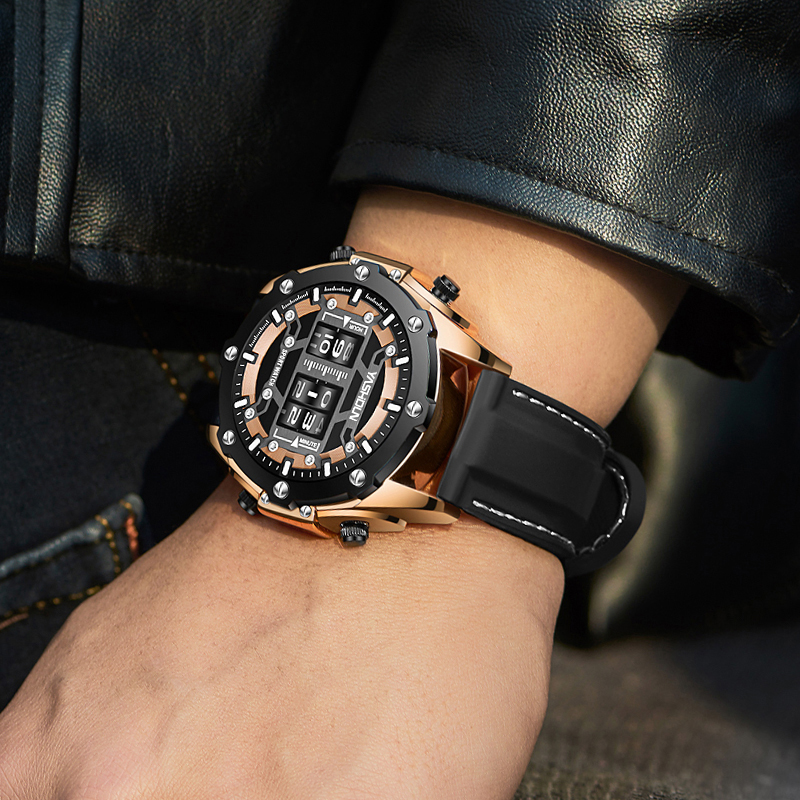 Personalized Multi Functional Mens Sports Watch with Silicone Straps Waterproof & Calendar Feature
