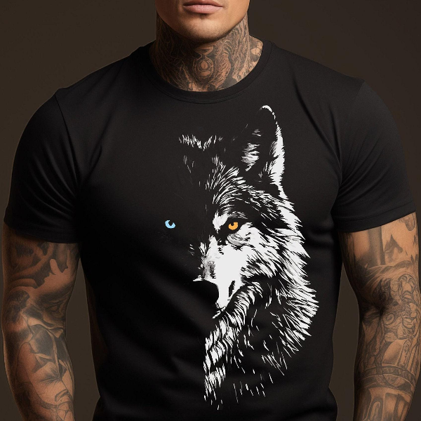 Men's 3D Wolf Graphic T-Shirt Bold Animal Print Fashion Gift for Him