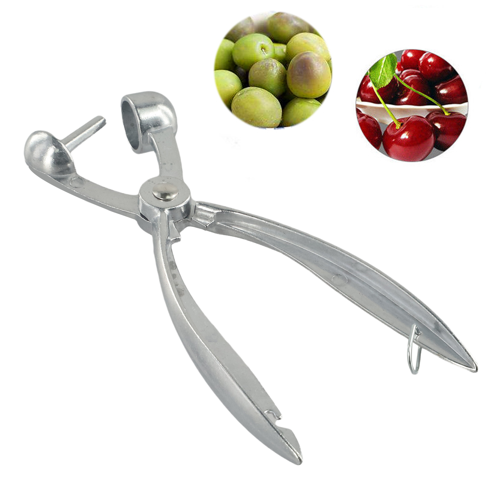 Silver Cherry Core Remover Tool - Aluminum Alloy Cherry Pitter for Fruits, Olive & Cherry Pit Remover Kitchen Gadget