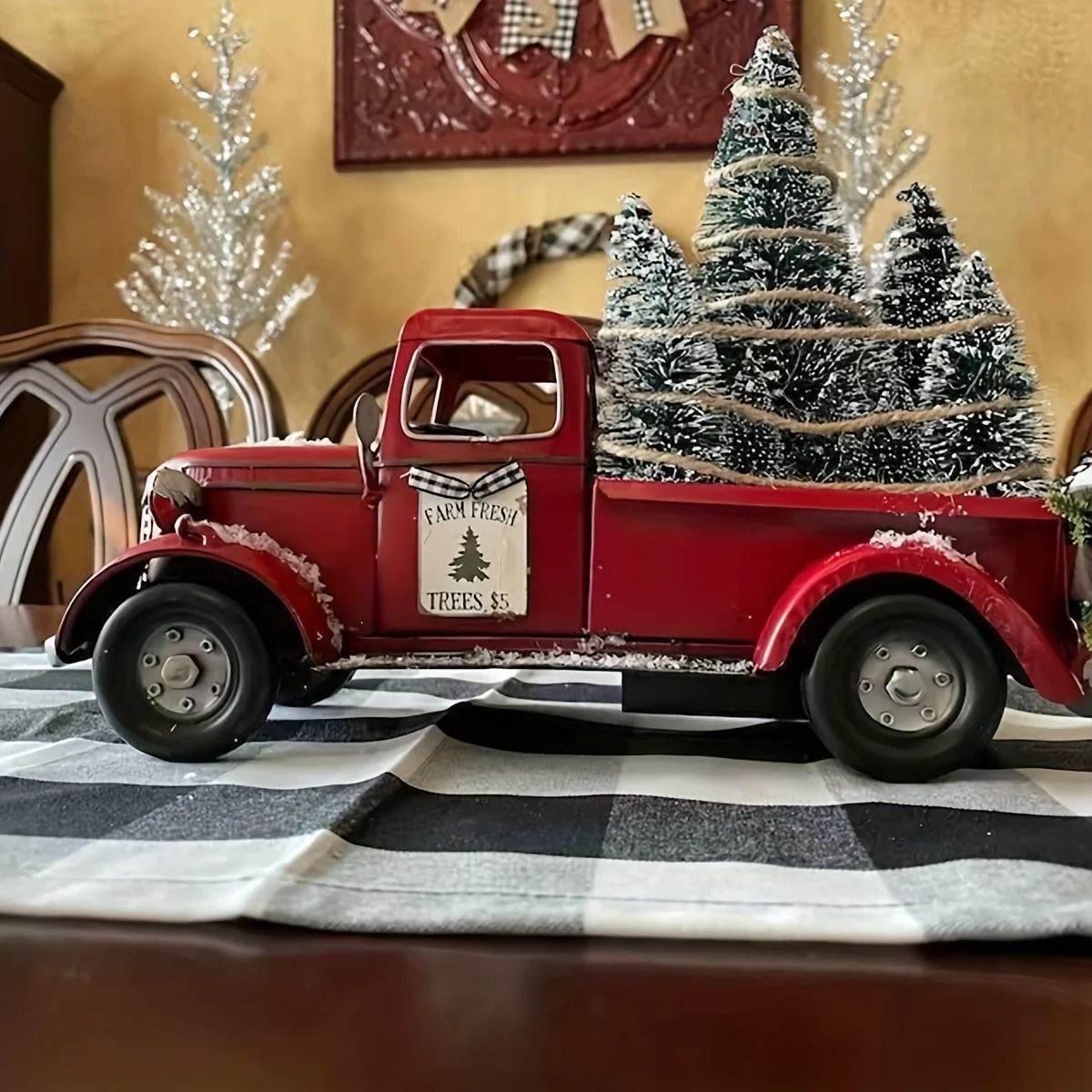 Resin Christmas Karting Car Desktop Ornament