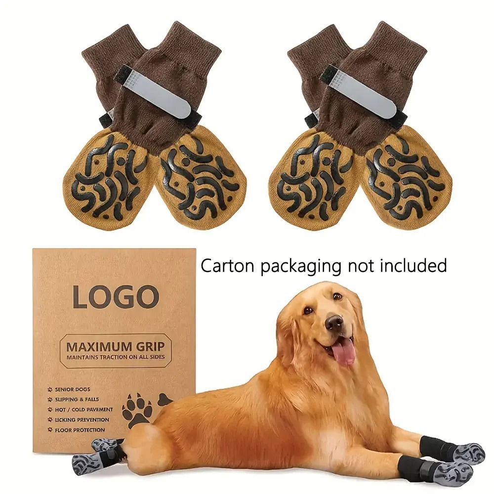 4 Pack Non Slip Dog Socks Double Sided Anti Slip Paw Protection