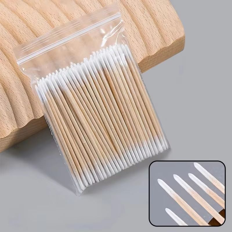 Disposable Ultra-Small Cotton Swab Brush Lint-Free Micro Wood Makeup Brushes and Eyelash Extension Glue Removing Tools