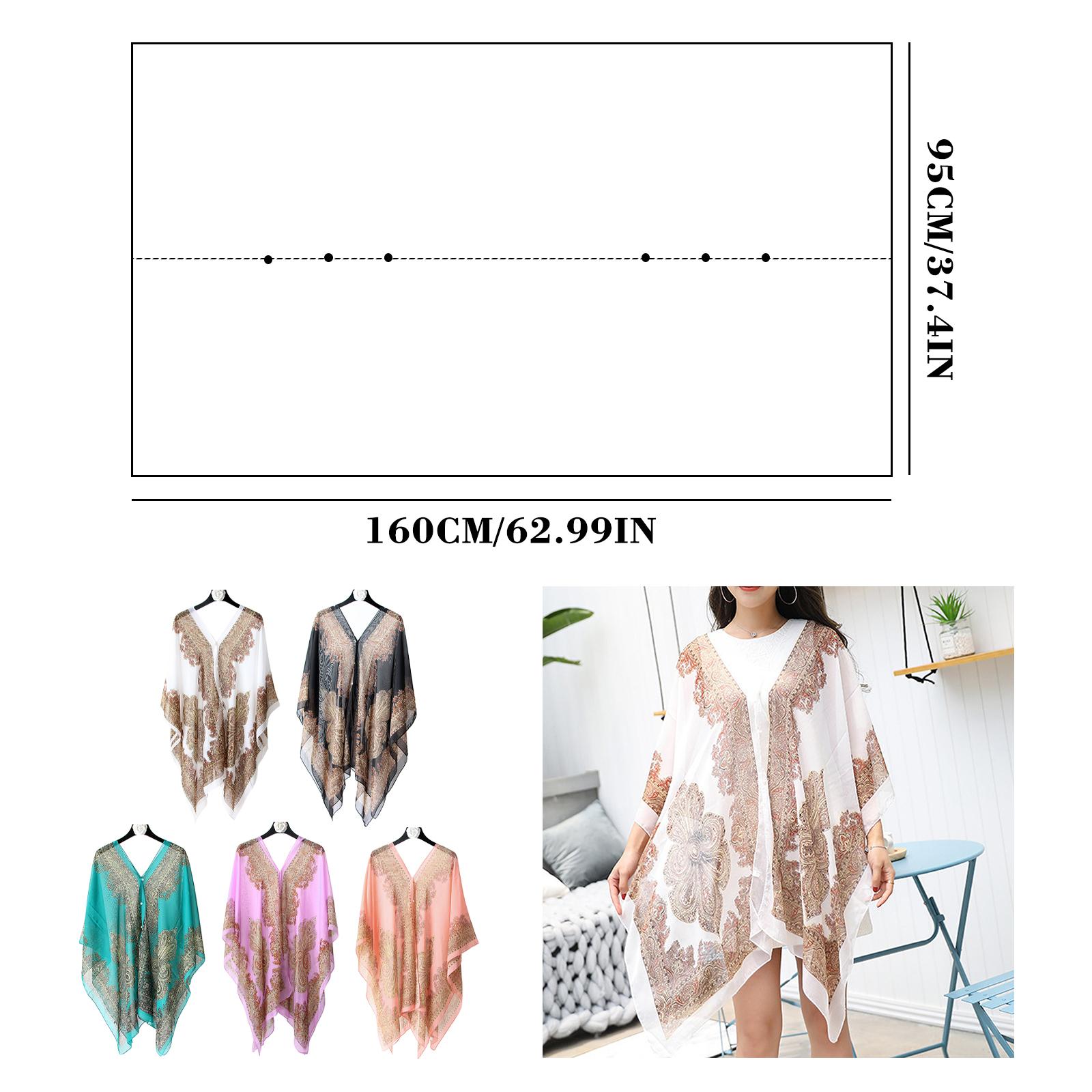 Womens Chiffon Beach Cover Up Kaftan Loose Swimsuit Cover Up Resort Dress