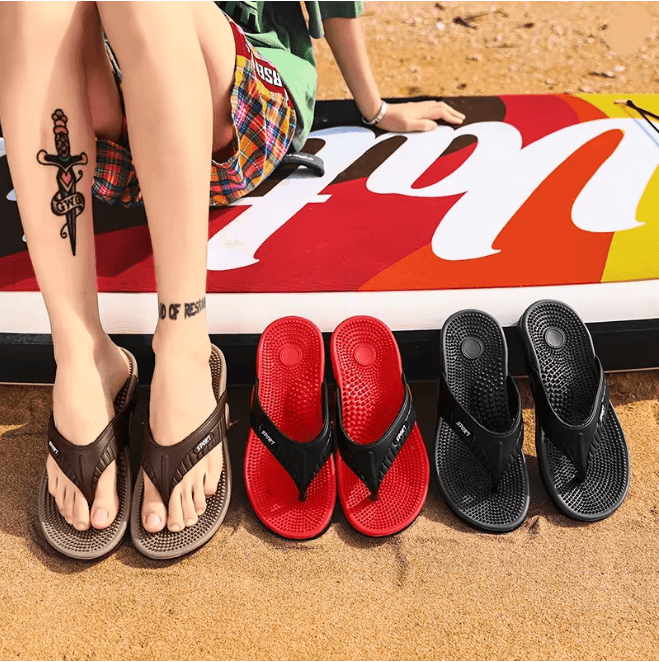 AirFlex Mens Massage Flip Flops Breathable Luxury Beach Sandals