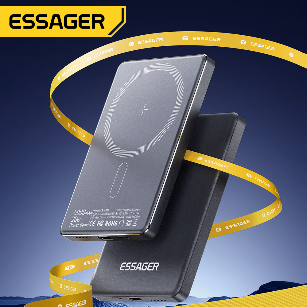 Essager Thin Wireless Power Bank Magnetic, Portable Fast Charging External Battery for Magsafe iPhone