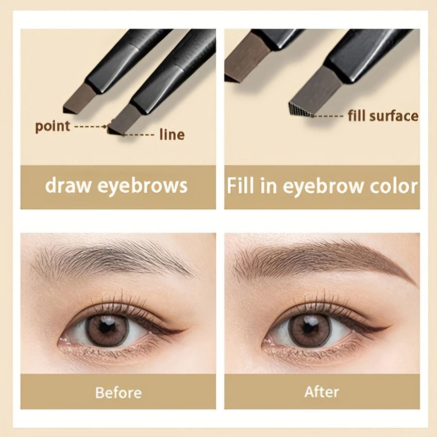 Waterproof Matte Eyebrow Pencil with Double Head and Brush