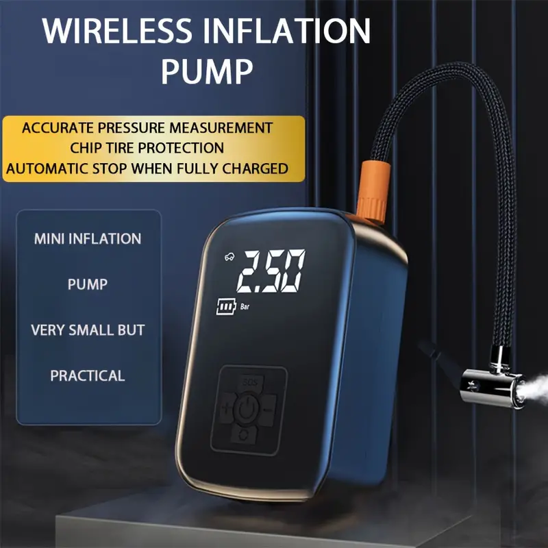 Wireless Car Air Compressor Electric Tire Inflator Pump for Motorcycle, Bicycle, Boat & Auto Tyre Inflator