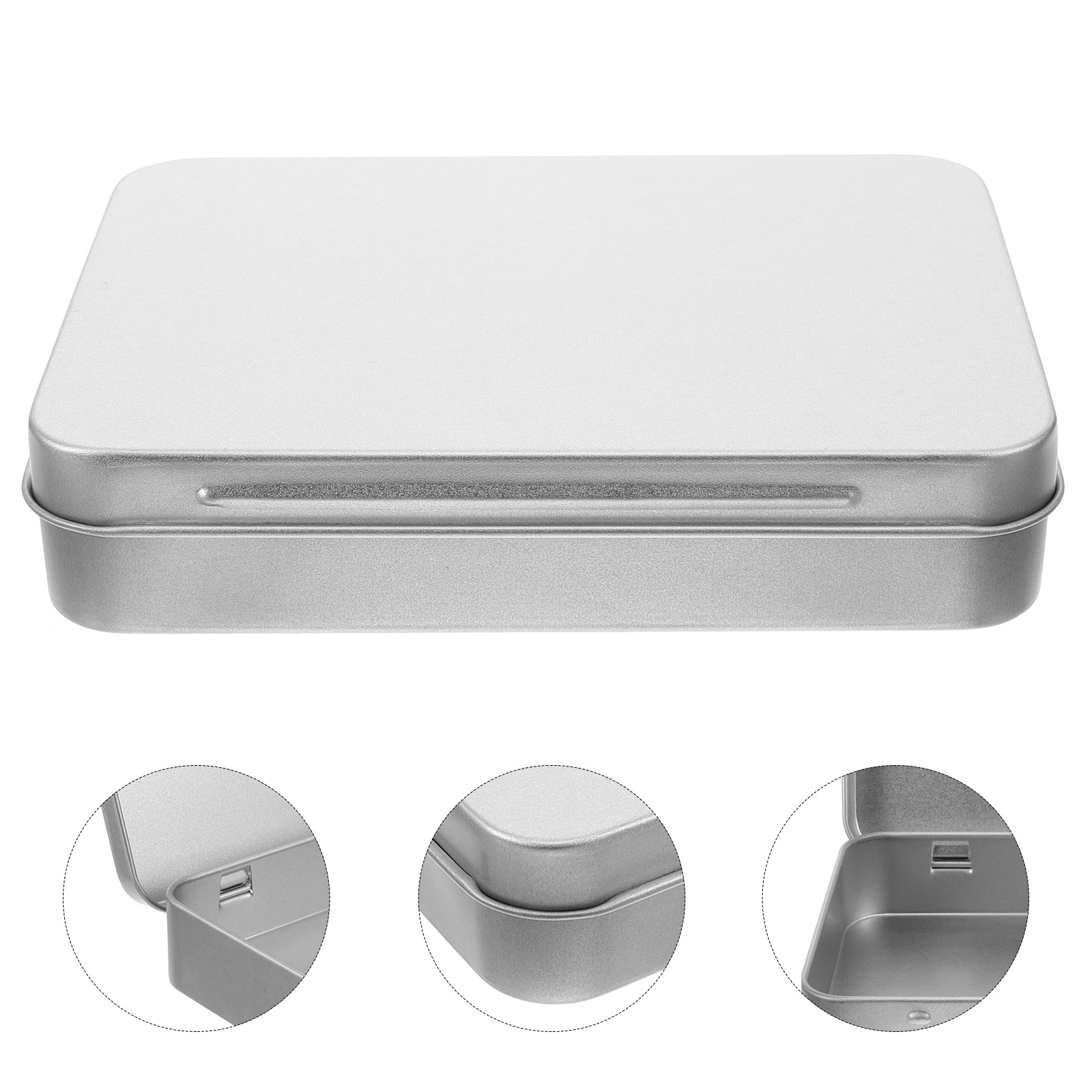 Portable Metal Tin Storage Box with Lid Durable Small Item Organizer for Travel Crafts Supplies