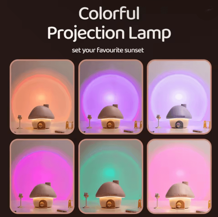 MistyGlow Mushroom House Mini Humidifier with Essential Oil Diffuser and Night Light