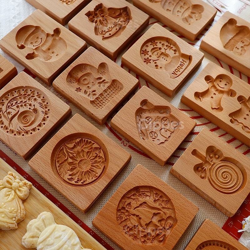 Christmas 3D Engraved Wooden Cookie Mold