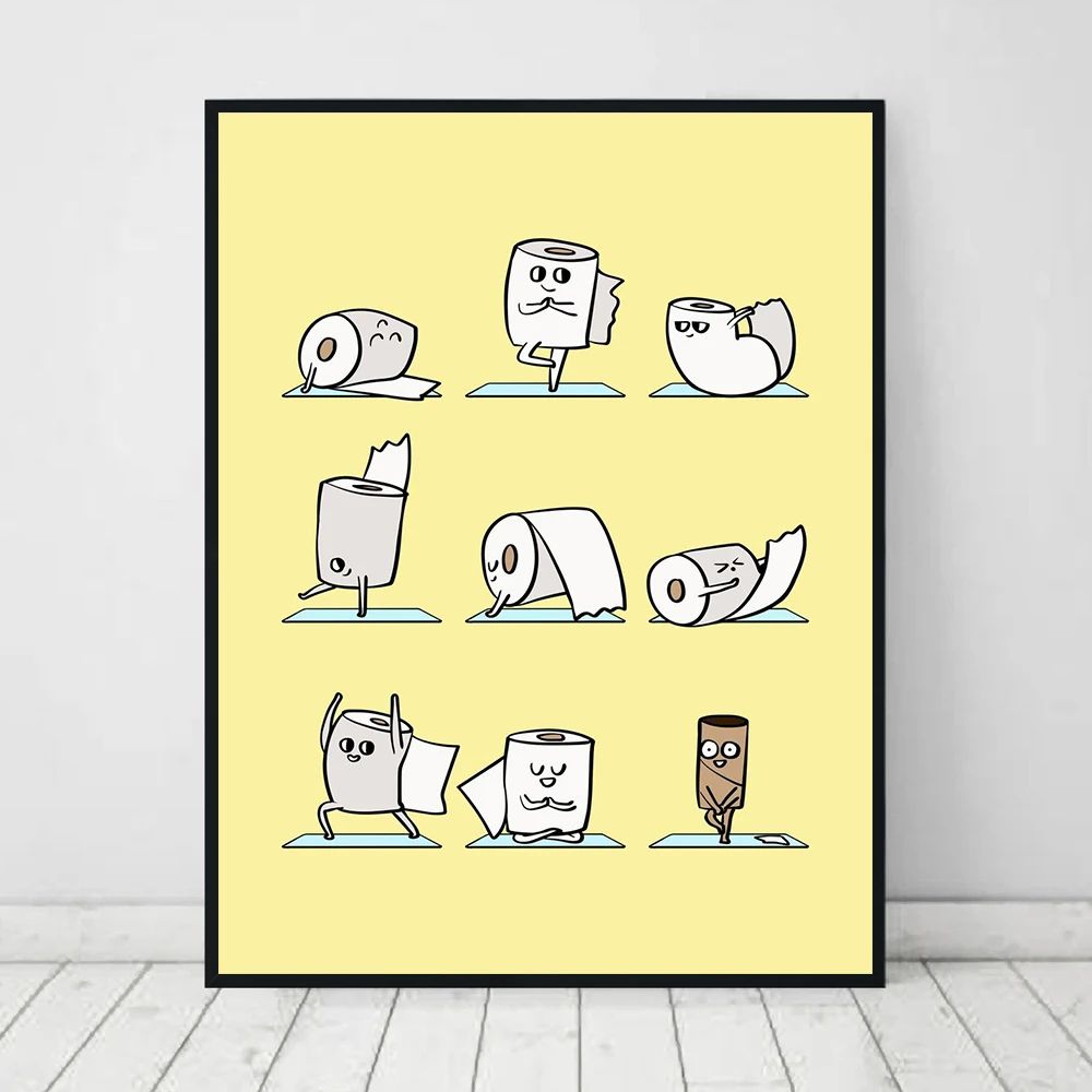 Toilet Paper Yoga Funny Bathroom Wall Art Canvas Print