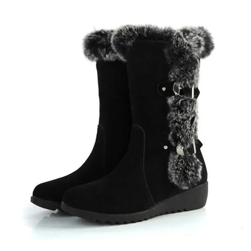 Womens Warm Wedge Winter Boots with Faux Fur