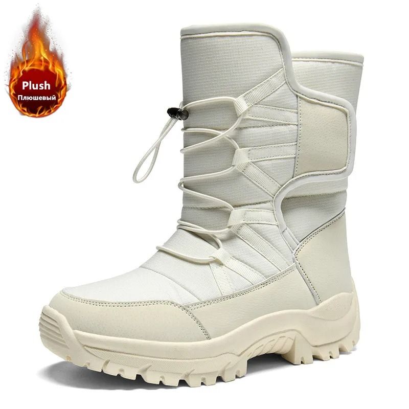 Mens Waterproof Plush Lined Winter Boots Breathable Non Slip Snow Boots