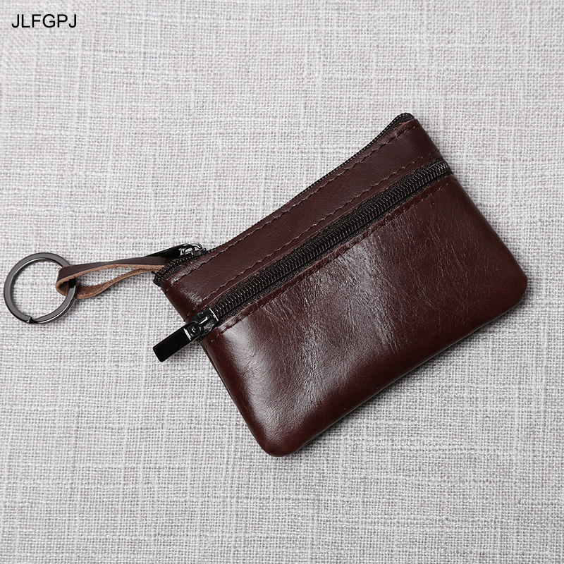Handmade Leather Mini Coin Purse, Unisex First Layer Cowhide Zipper Wallet, Portable Retro Small Key Holder Pouch
