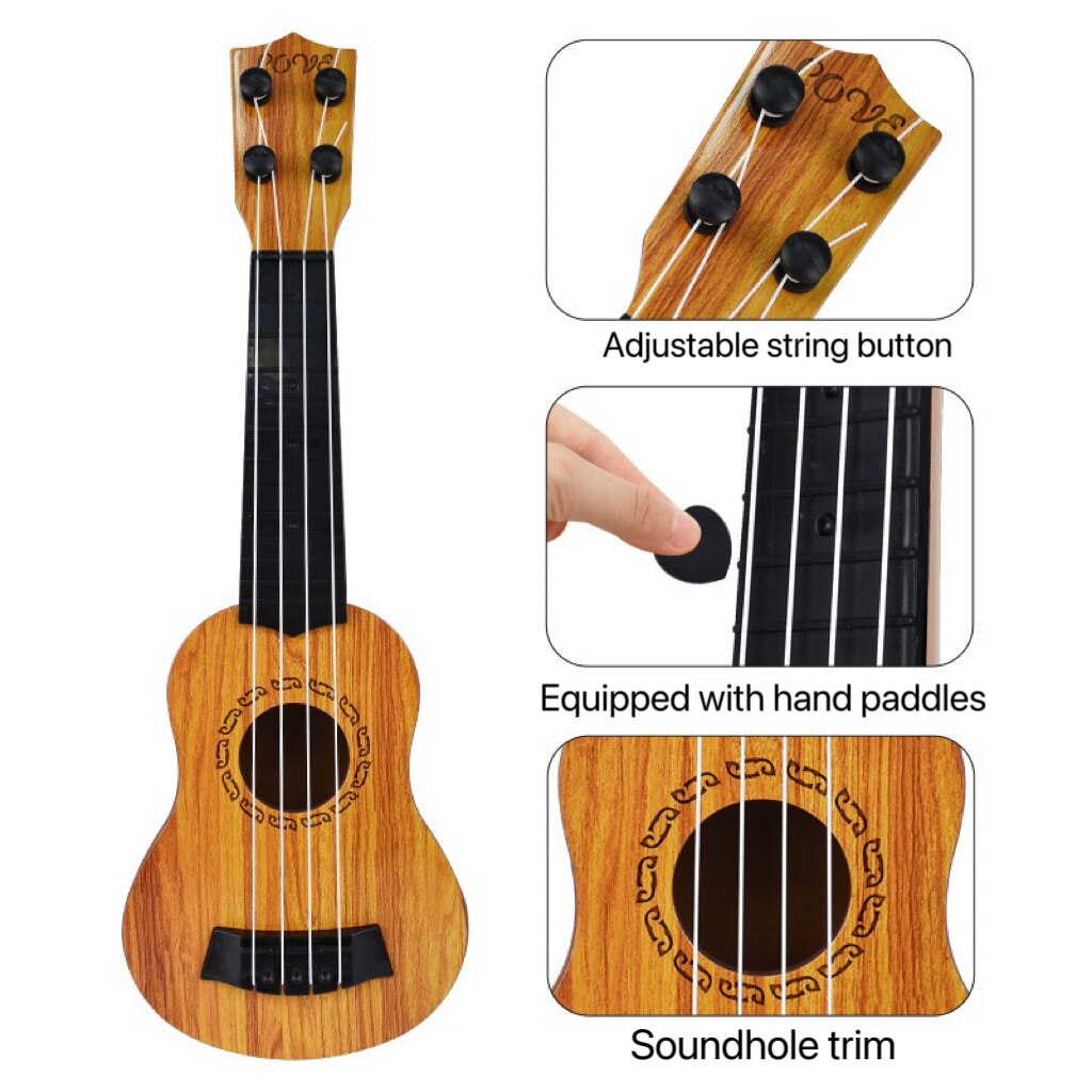 Kids Guitar Toy for Beginners, Elementary Musical Instrument with Paddles, Simulating Yukrili Music Toys for Children