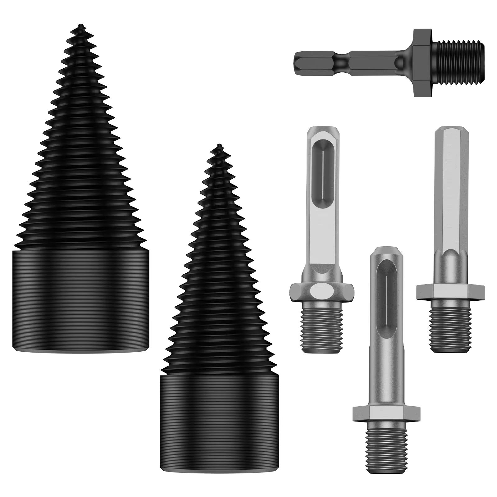 Heavy Duty Firewood Log Splitter Drill Bit High Carbon Steel Wood Splitting Cone (1/2/4PCS)