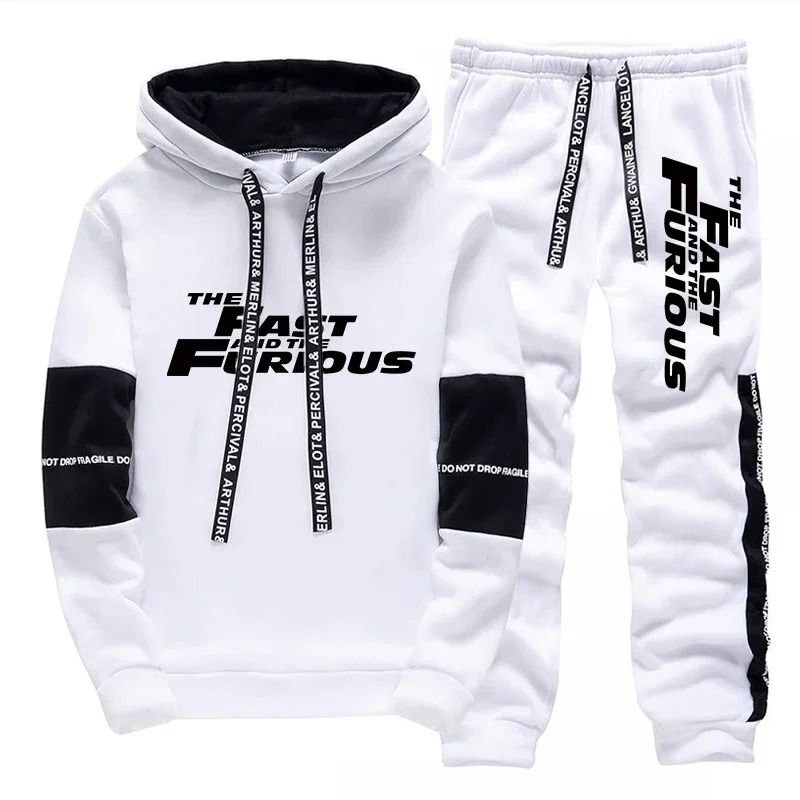 Men Hooded Sweatshirt and Sweatpants Casual Sportswear Set