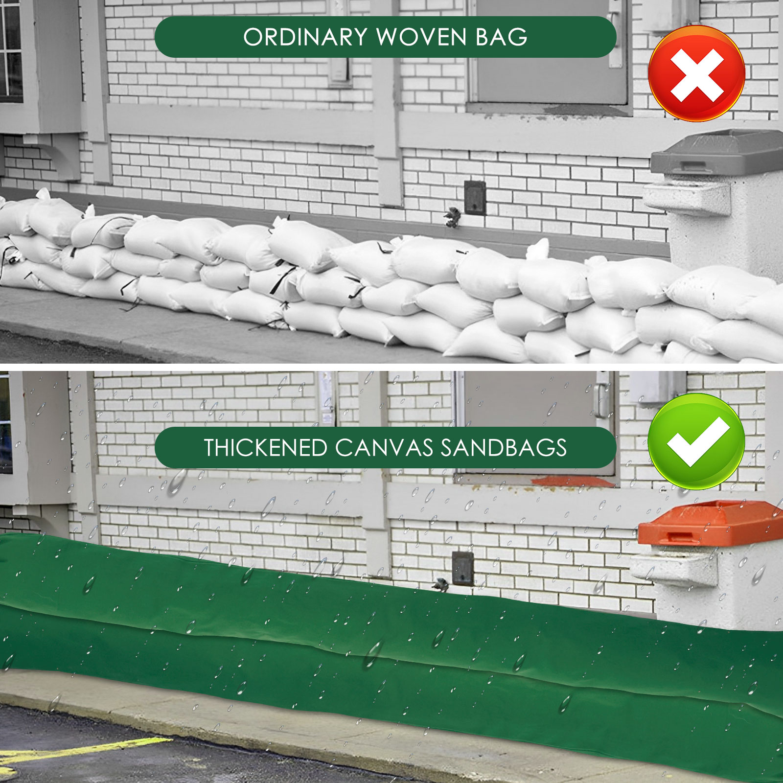 Sand Bags Thickened Long Canvas Sandbags, Sturdy Water Barrier, Large Reusable Empty Flood Prevention Sandbags