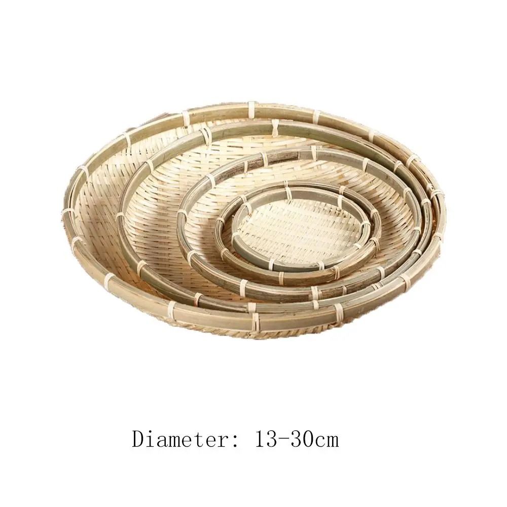 Woven Bamboo Tray Basket – Handmade Wicker Bread Server – High-Yield Culinary Interaction Hub