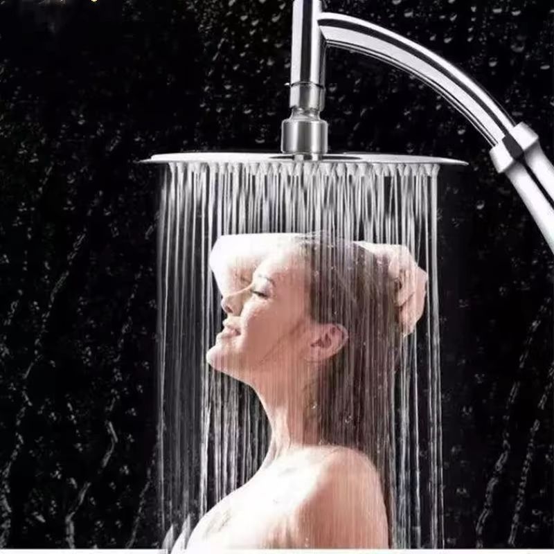 High-Pressure Stainless Steel Square Rainfall Shower Head With Curved Extension