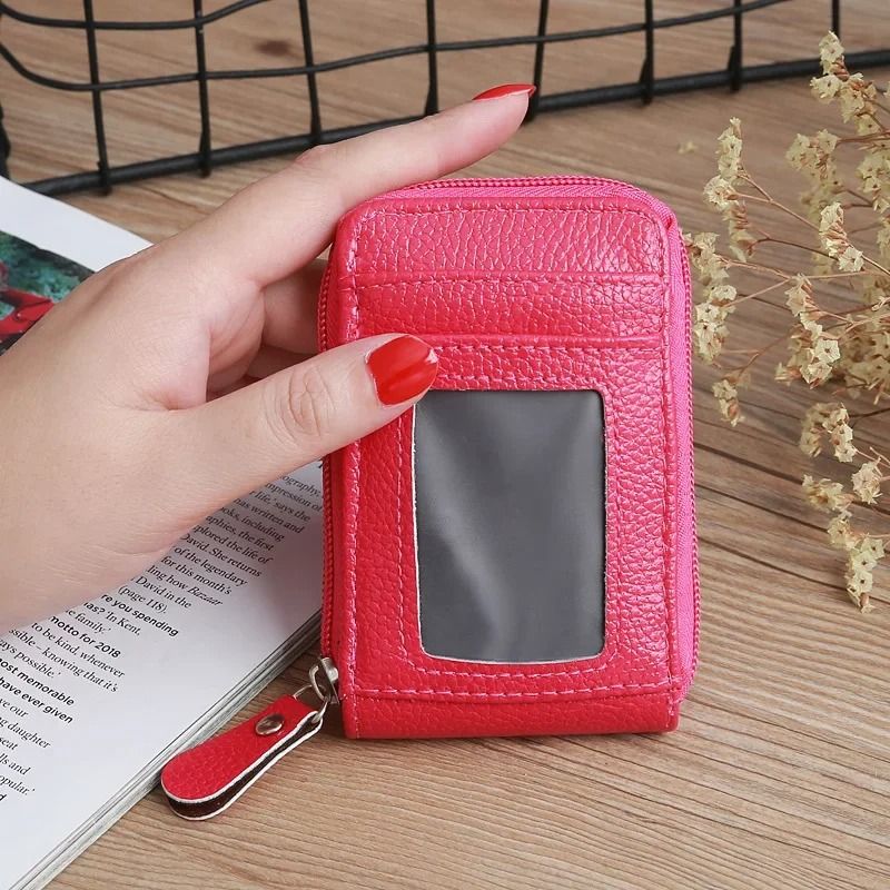 Mens PU Leather Wallet with RFID Blocking and Zipper Pocket