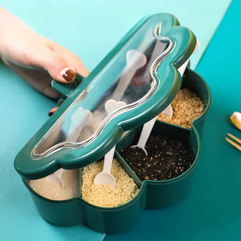6 in 1 Seasoning Box Set, Salt Spices Stirring Storage Jars, Pepper Sugar Bowl Kitchen Condiment Container Jar