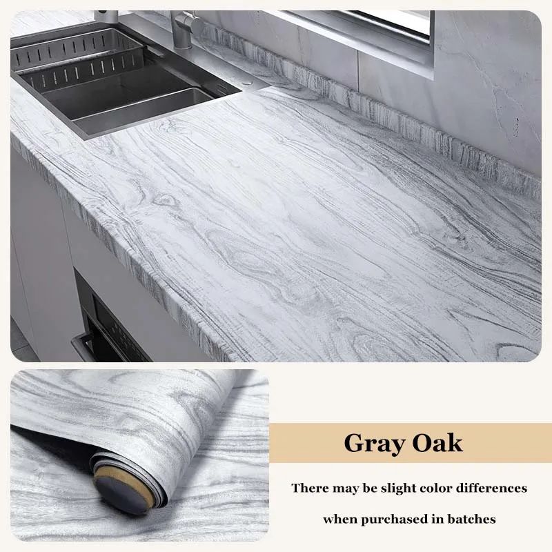 Wood Grain Peel & Stick Cabinet Film - Waterproof, Flame-Retardant Kitchen Renovation Wrap