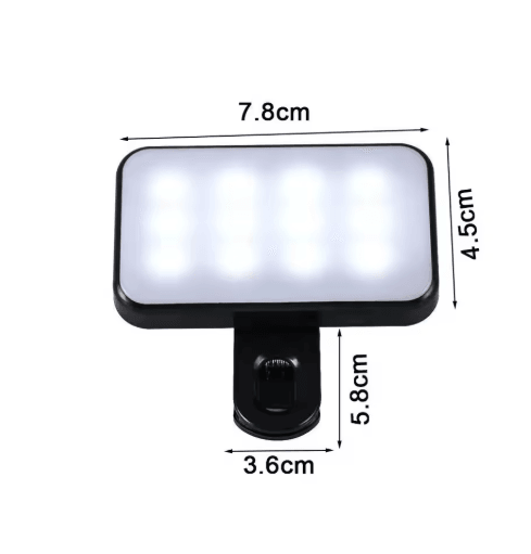 Rechargeable Mini Selfie Fill Light with Adjustable Brightness (6000–12000K)