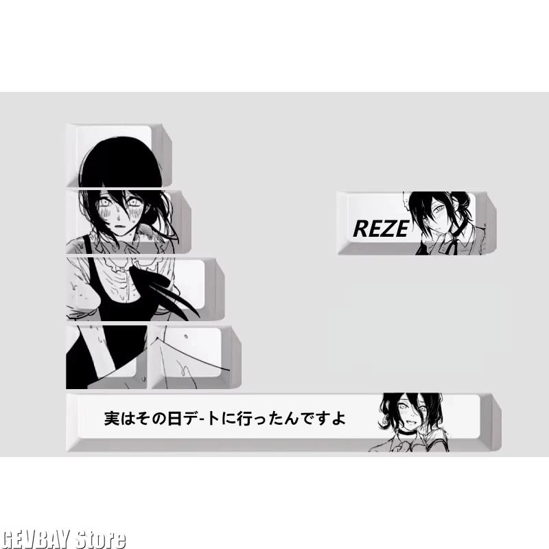 Reze Chainsaw Anime PBT Keycaps Cherry Profile Custom Mechanical Keyboard Set