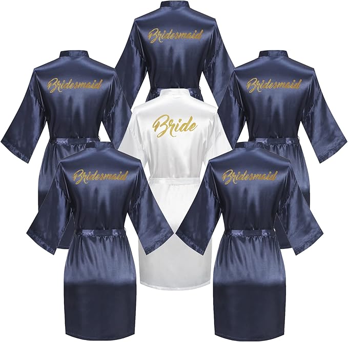 Bride and Bridesmaid Silky Robe Set, Bridal Shower Bathrobe Set, Getting Ready Dressing Gown, Wedding Day Essentials