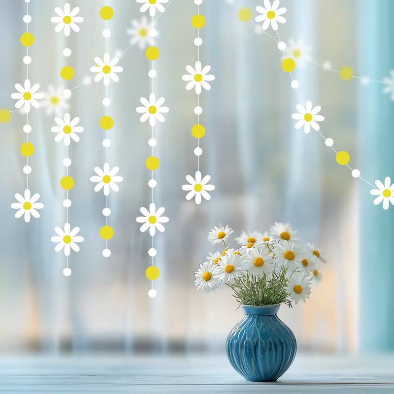 Korean Style Daisy Wind Flag Flower Garland Party Hanging Room Decoration